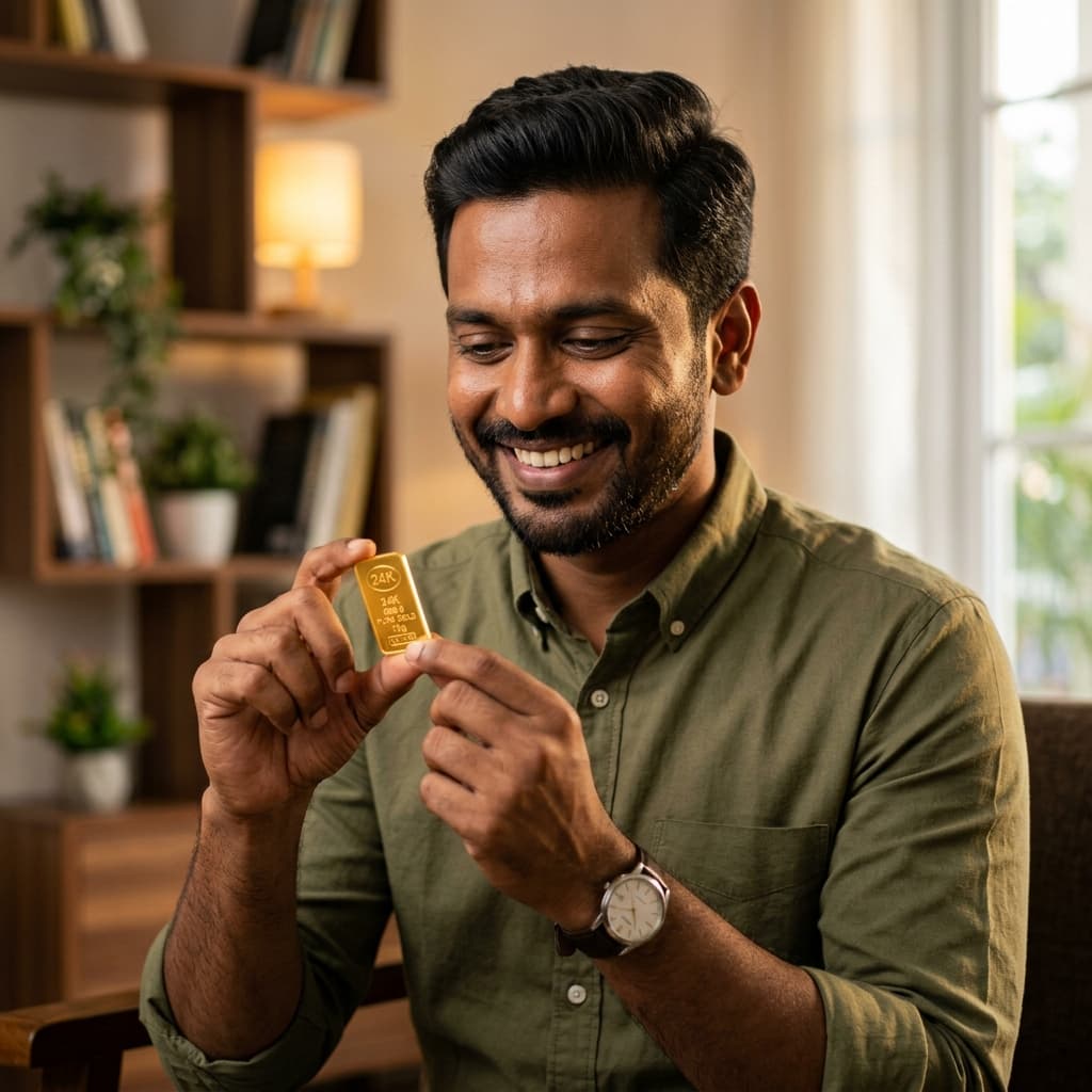 Happy Investor with Gold